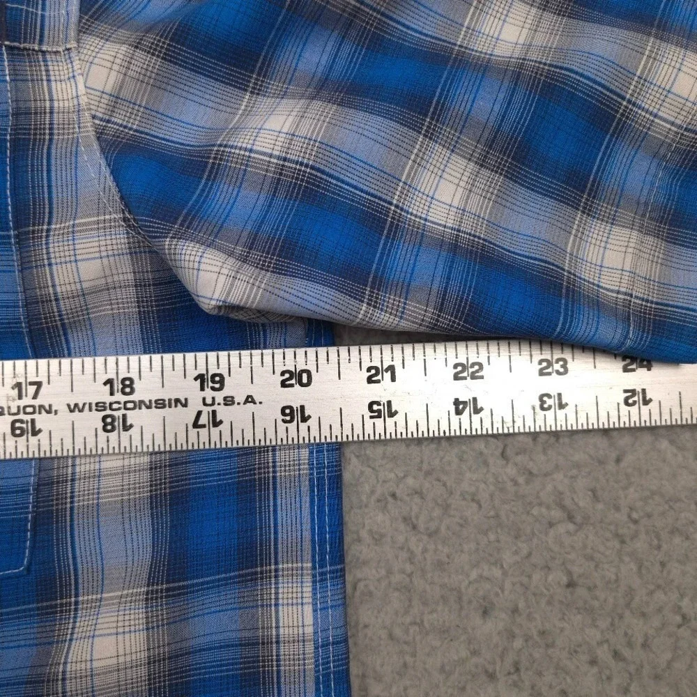 The North Face Performance Shirt Mens Small Blue Gray Plaid Short Sleeve Hiking